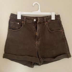 H&M Brown High Waist Denim Shorts